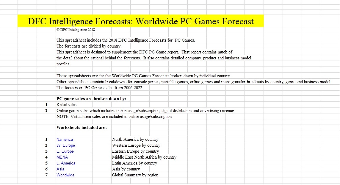 pc game market forecasts spreadsheet dfc intelligence game spreadsheet games